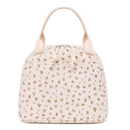 Lunch Bag for Women Men Cute Corduroy Lunch Tote Bags Reusable Insulated Lunch Box Large Capacity Reusable Insulated Cooler for Work Picnic or Travel