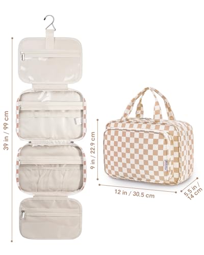 Travel Toiletry Bag for Women Large Hanging Makeup Bag Organizer Toiletries Bag for Full Size Essentials Accessories Cosmetics
