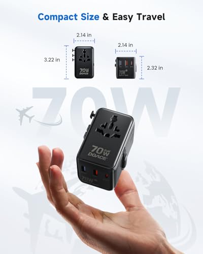 70W GaN Universal Travel Adapter with USB
