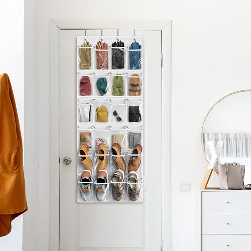 24 Pockets Large Clear Over the Door Shoe Organizer