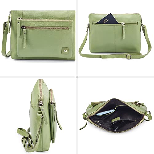 Leather Crossbody Bags for Women Small Soft Genuine Pebbled Sling Shoulder Handbag Crossover Purse with Full Adjustable Strap