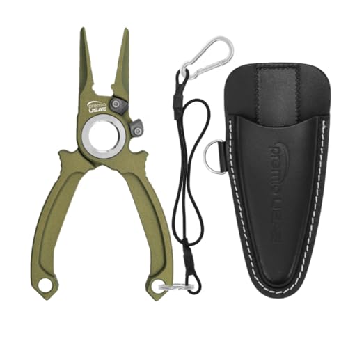 danco Premio Titanium Fishing Plier with Cobalt Cutters and Leather Sheath