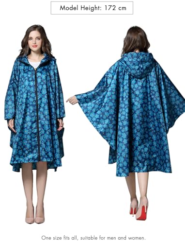 Waterproof Rain Poncho for Women Packable Hooded Raincoat with Pocket