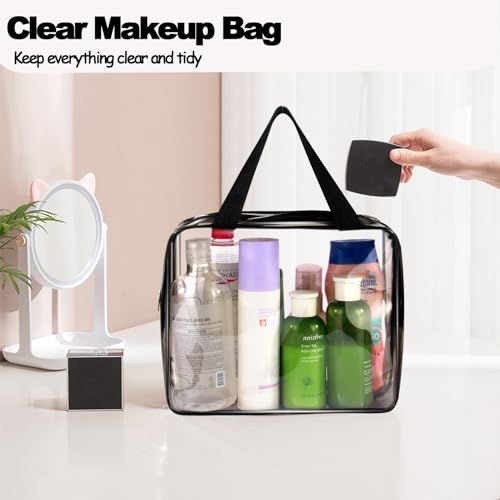 2Pcs Crystal Clear PVC Travel Toiletry Bag Kit for Women Men (2 Count)