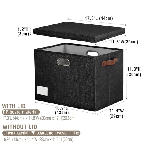 17" Large Fabric Storage Box with Lids (3 Count)