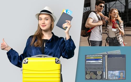 Deluxe Personalized Monogrammed Grey RFID Leather Passport Wallet