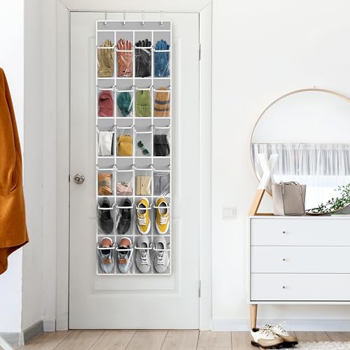 24 Pockets Clear Over the Door Shoe Organizer