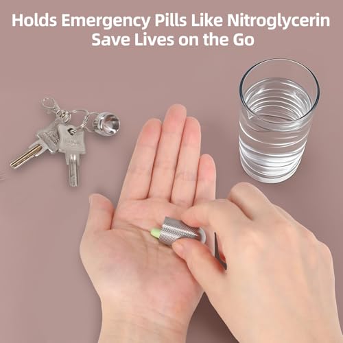 Titanium Keychain Pill Holder Waterproof Lightweight Portable Pocket Mini Pill Case for Emergency Medicine Travel Fits Daily Purse Wallet Small Pill Box Containers