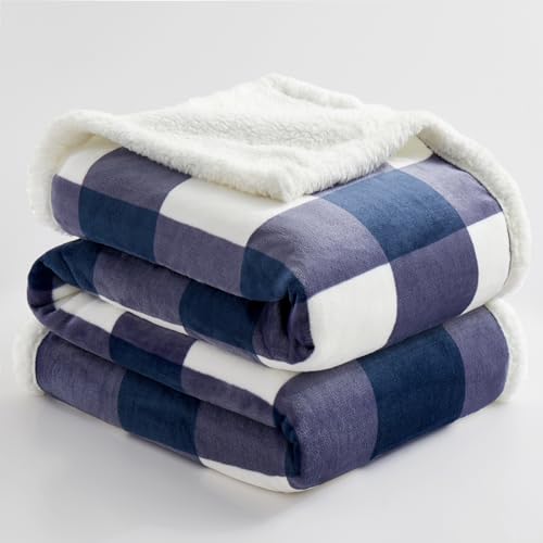 Sherpa Blanket Fleece Throw Blanket Twin Plaid Thick Bed Blanket