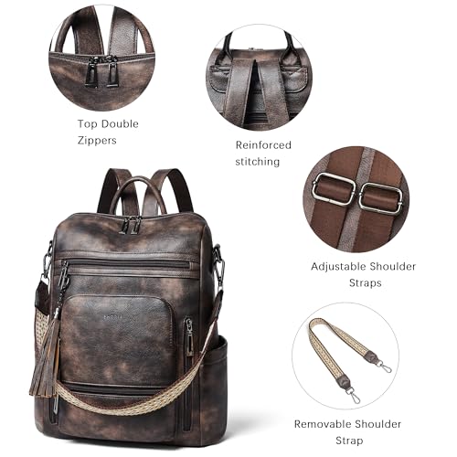Vegan Leather Laptop Backpack for Women 15.6 inch Work Backpack Fashion Travel Backpack Purse for Travel College Work