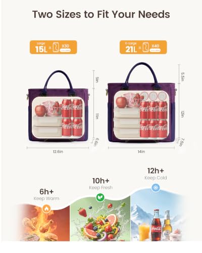 Insulated Lunch Bag Women (Blue Purple-Eggplant Purple-Black / 15L)