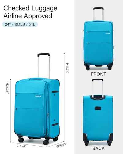 24 Inch Expandable Luggage Large Suitcases with Wheels Softside Checked Luggage Rolling Suitcase with Lock Lightweight Travel Luggage for Men and Women 24 Inch Luggage