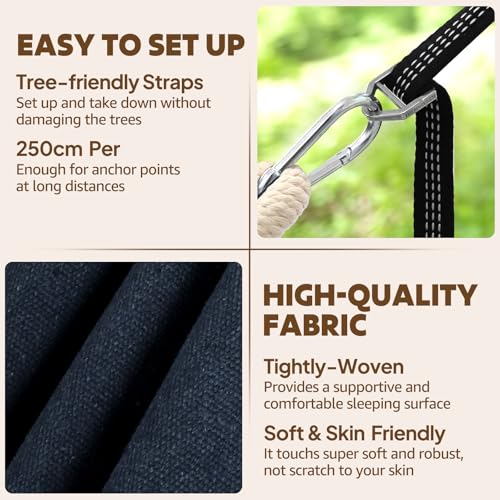 Cotton Hammock 8.9x4.9ft Holds Up to 660lbs Prevents Side