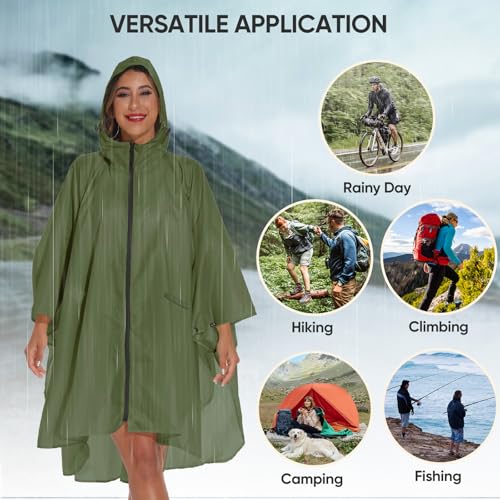 Rain Poncho for Adults with Zipper