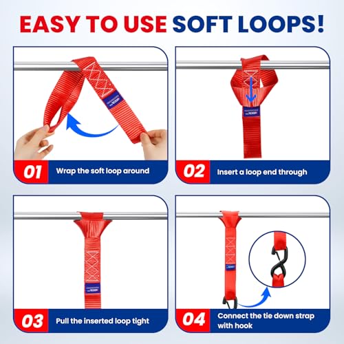 MOCA Heavy Duty Ratchet Straps Tie Down 4 Pack 1.6" x 8 ft (14 Count)