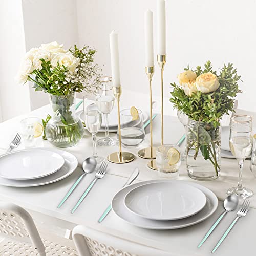 Matte Green Silver Silverware Set (4 Count)