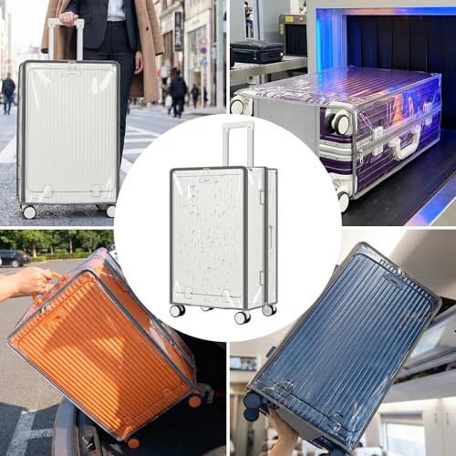 Clear Luggage Cover Protector with Front Pocket Zipper 24 Inch