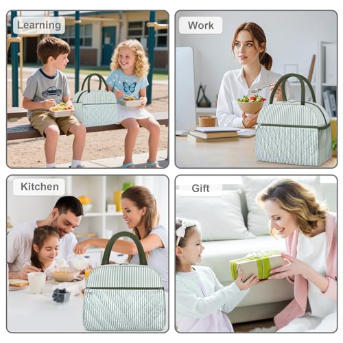 Lunch Bag Lunch Box for Women Adult Men Insulated Quilted Reusable Large Lunch Tote Bag Leakproof Simple Cooler Bag for Work Office Picnic Beach or Travel