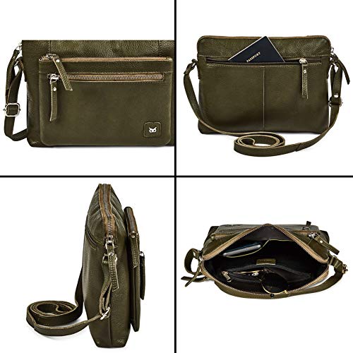 Leather Crossbody Bags for Women Small Soft Genuine Pebbled Sling Shoulder Handbag Crossover Purse with Full Adjustable Strap