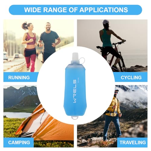 200ml/350ml/500ml Collapsible Soft Flask,BPA Free Folding Soft Water Bottle with Hanging Ring,Lightweight TPU Hydration Flask for Running Marathon Cycling Hiking(350ml-2 Packs) (2 Count)