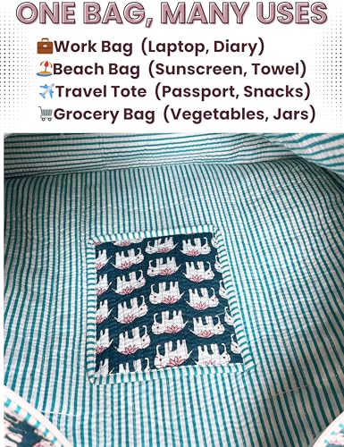 100% Cotton Quilted Tote Bag For Women