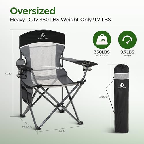 Heavy Duty 400lbs Mesh Back Camping Chairs with Lumbar Support