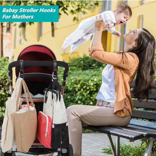 4Pack Universal Baby Stroller Hooks Clips for Hanging Bags and Shopping