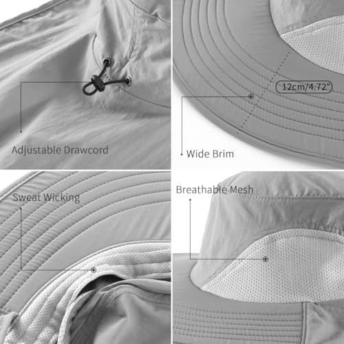 Outdoor UPF50+ Sun Hat Wide Brim Mesh Fishing Hat with Neck Flap