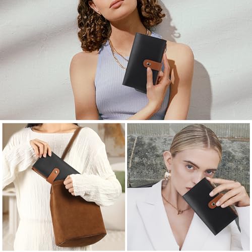 Wallet Women RFID Blocking Multi Cards Wallet Credit Card Holder for Women Large Capacity Lady Leather Trifold Travel Wallet with Passport