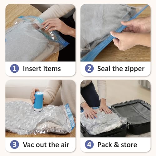 Travel Vacuum Storage Bags with Rechargeable Cordless USB Pump