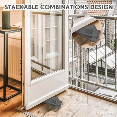 4 Pcs Heavy Duty Rubber Door Stops Wedge Stackable (4 Count)