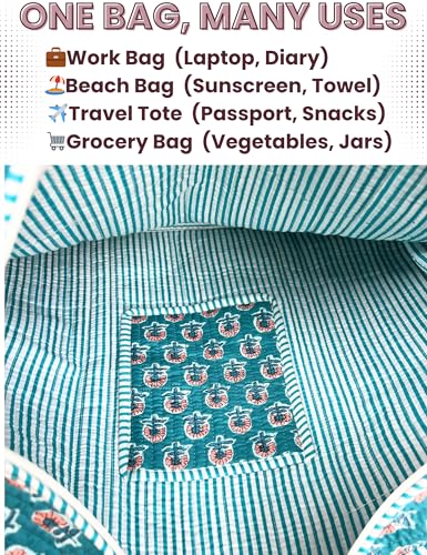 100% Cotton Quilted Tote Bag For Women