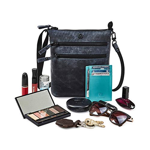 Small Crossbody Bags for Women Genuine Leather Travel Purse Vintage Sling Shoulder Bag with Adjustable Strap & Zipper Pockets