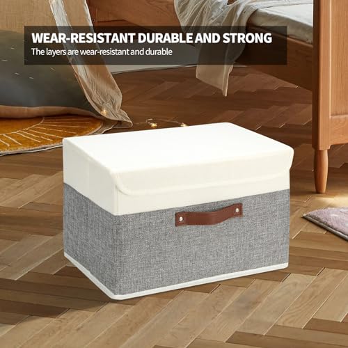 8 Pack Storage Bins Foldable Storage Boxes Fabric Storage Box with Lid & Handle Large Washable Organizer Bulk for Office (8 Count)