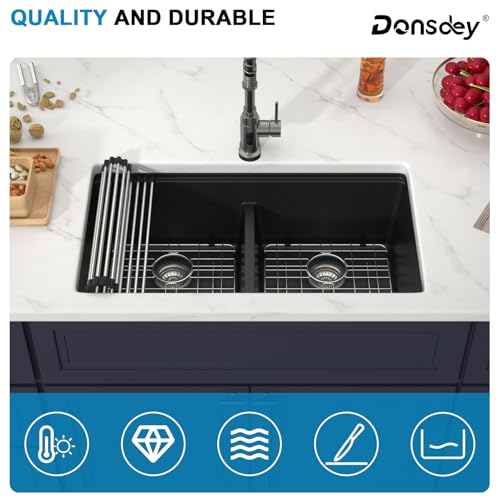33 Inch Black Undermount Granite Composite Kitchen Sink