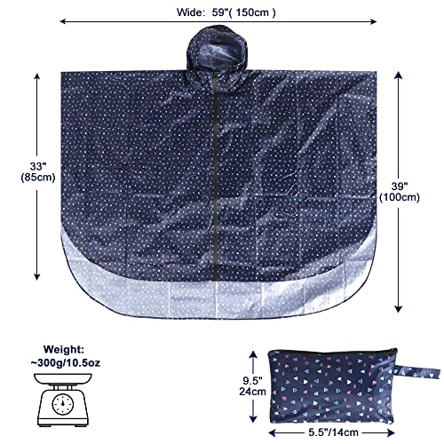 Waterproof Rain Poncho for Women Packable Hooded Raincoat with Pocket