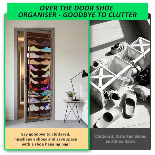 24 Pair Over Door Shoe Organizer for Family & Kids (12 Count)