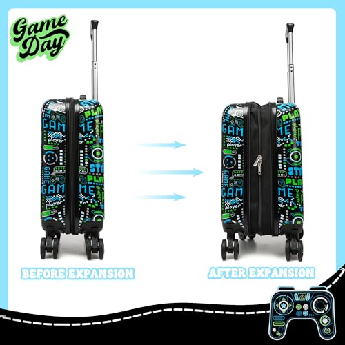 Kids Suitcase Set for Boys Hardside Luggage with Spinner Wheels 2 Piece 16inch Toddler Suitcase for Boys Travel Carry on Luggage Airline Approved (2 Count)