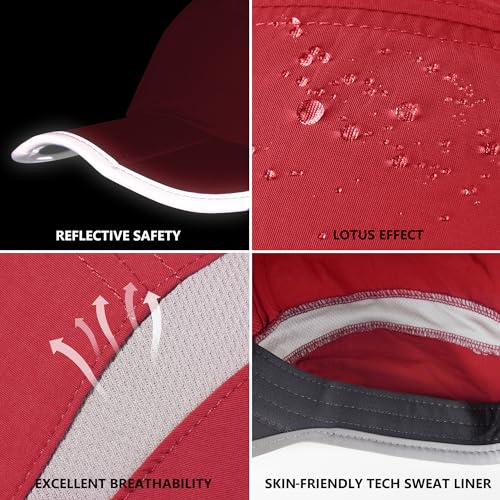 Adjustable Quick Drying Reflective Foldable Running Cap Outdoor Sports Hat 50+ UPF Inhibit UV Mesh Race Performance Water Repellency Baseball Cap