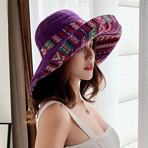 Women Summer Wide Brim Sun Hat Bucket Fishing Hats UV Protection