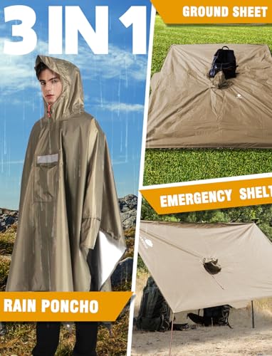 Hooded Rain Poncho for Adult Waterproof Lightweight Raincoat