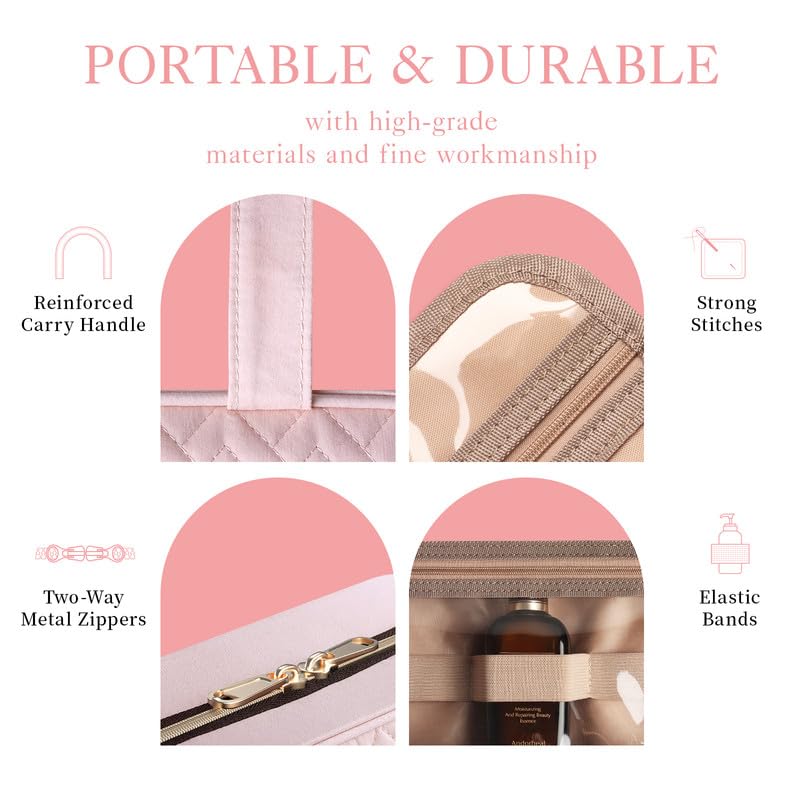 Hanging Travel Toiletry Bag Women Men Essentials Pale Pink