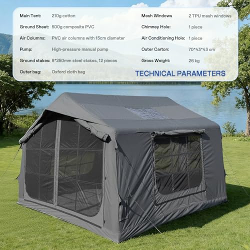 Large Luxury Inflatable Canvas Tent for Camping with AC Port