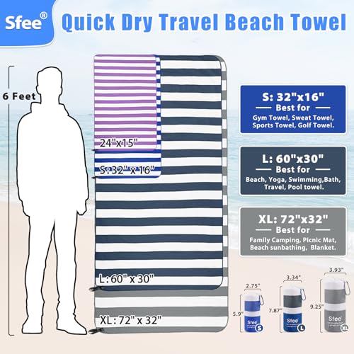 2 in 1 Microfiber Beach Towel (2 Count)