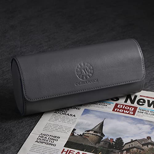 Genuine Napa Leather Watch Roll Travel Case for 3 Watches