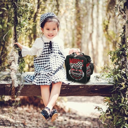 Racing Car Retro Kids Lunch Bag Insulated Lunch Box Mini Cooler Back to School Thermal Meal Tote Kit Bento Tote Bags Lunchbox for Boys Girls (Car Racing)