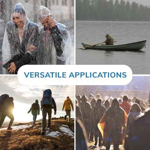 Rain Ponchos with Drawstring Hood Disposable Emergency Poncho for Adults