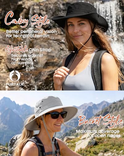 Sun Hats for Women Wide Brim Bucket Hat Ponytail Hole Outdoor UPF