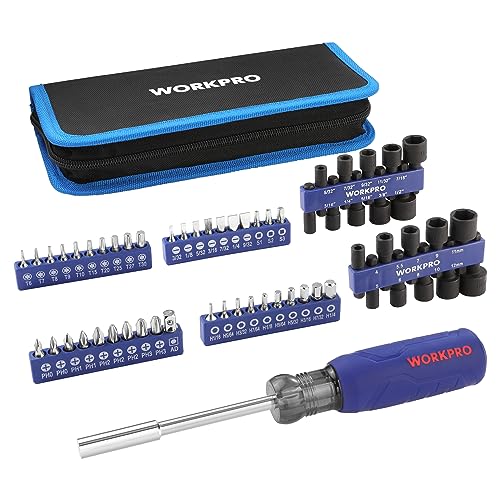 61PC Magnetic Screwdriver Bits & Nut Driver Set with Organizer Bag
