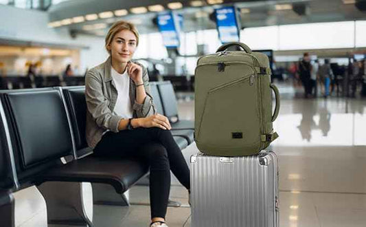 MATEIN Expandable Air Travel Backpack, Light Weight Carry on Backpack with Trolley Sleeve, Water Resistant Daypack for Hiking, Gifts for Men who Like to Travel, Dark Green